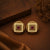 Antique Gold Stud Earrings with Ivory Frame