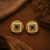 Emerald Square Antique Gold Stud Earrings with Ivory Frame