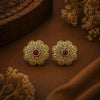 Blossom Antique Gold Floral Stud Earrings