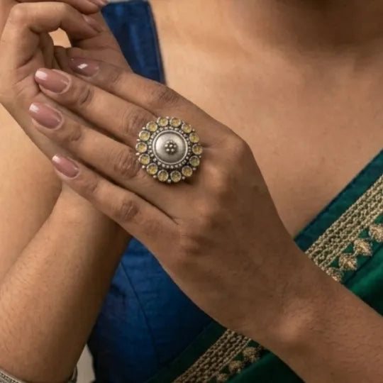 Golden Glow Kundan Statement Ring