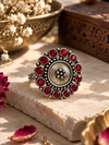 Crimson Medallion Oxidized Statement Ring
