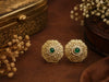 Emerald Mandala Antique Gold Statement Stud Earrings