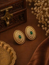 Emerald Glow Antique Oval Stud Earrings