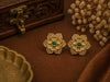 Emerald Blossom Antique Floral Stud Earrings