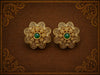 Antique Floral Ruby Stud Earrings – Vintage Gold Finish
