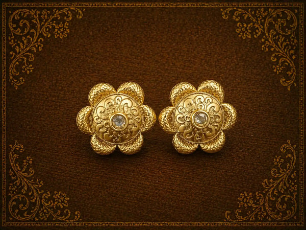 Noor Floral Gold Stud Earrings