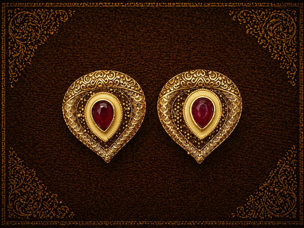 Aarini Ruby Teardrop Stud Earrings