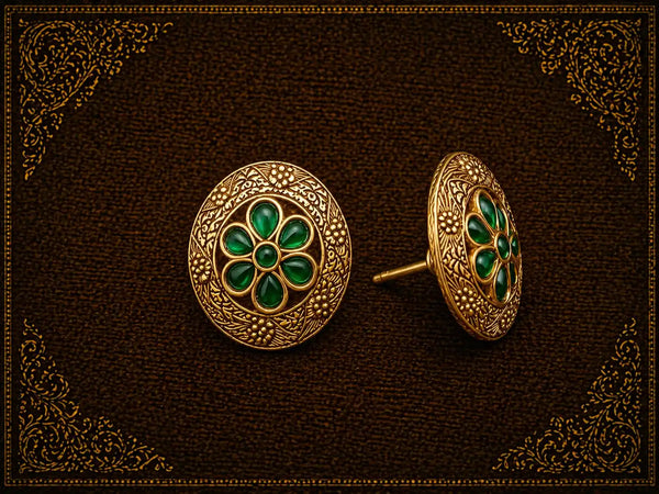 Vanya Emerald Floral Stud Earrings
