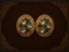 Emerald Kundan Antique Statement Stud Earrings
