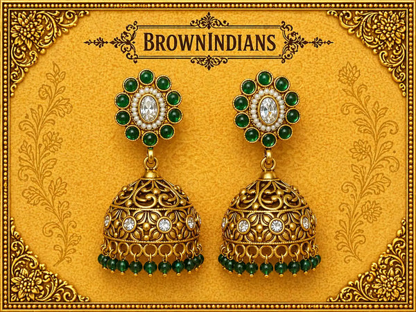 Zareen Emerald Jhumka Earrings
