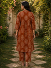 Rust Ethnic Printed Cotton Cord Set