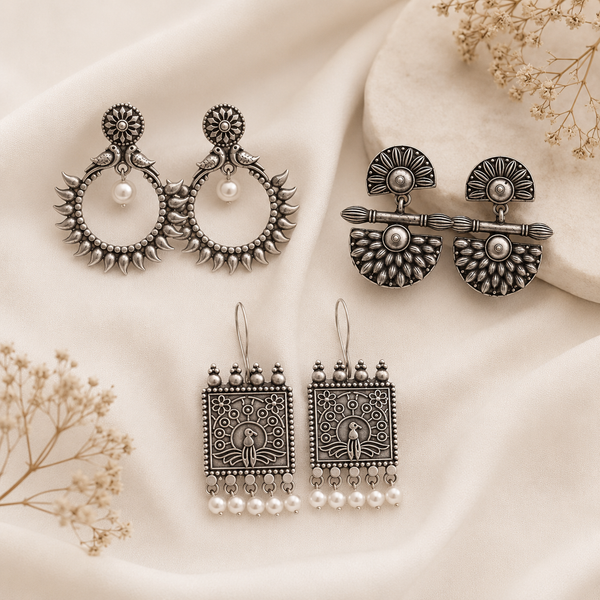 Noor Silver Brass Earrings Gift Hamper