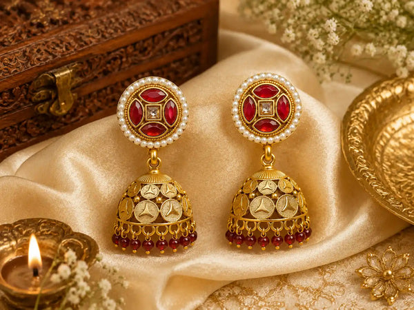 Zarmina Ruby Dome Jhumka Earrings