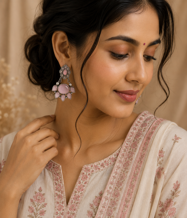 Gulnaar Blush Brass Earrings