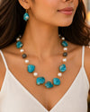 Azure Pearl Stone Necklace Set