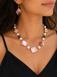 Roselle Pearl Stone Necklace Set