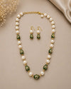 Zareen Pearl & Emerald Bead Necklace Set