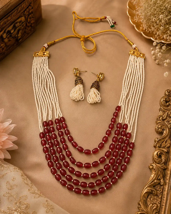 Rubaa Pearl Layered Necklace Set