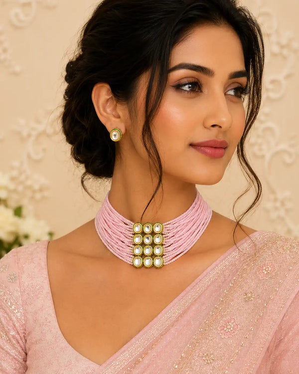 Gulnaar Kundan Beaded Necklace Set