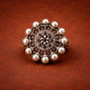 Antique Tribal Silver Statement Ring with Floral Motif