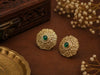 Emerald Mandala Antique Gold Statement Stud Earrings