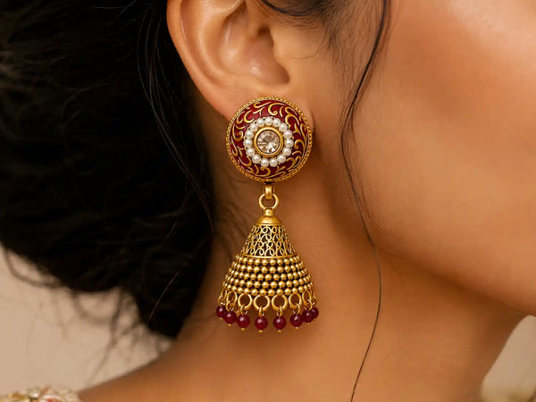 Meher Ruby Pearl Jhumka Earrings