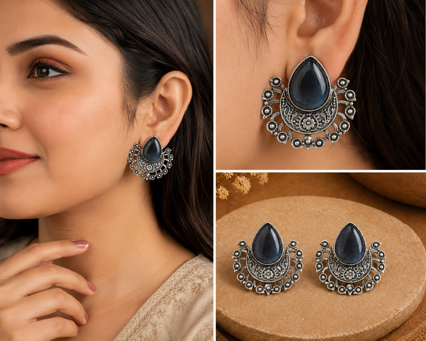 Royal Eclipse Oxidised Brass Earrings