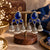 Royal Blue Oxidised Triple Jhumka Earrings