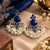 Royal Blue Oxidised Peacock Chandbali Earrings