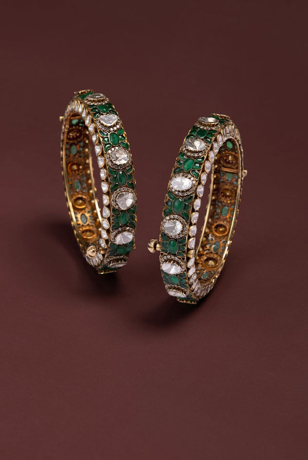 Emerald Kundan Bangles