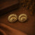 Vintage Aura Antique Gold Oval Stud Earrings with Crystal Accent