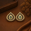 Sage Drop Antique Gold Statement Stud Earrings