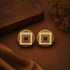 Antique Gold Stud Earrings with Ivory Frame