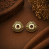 Ivory Charm Antique Gold Stud Earrings