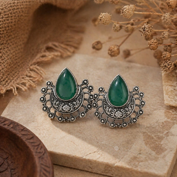 Zariya Emerald Brass Earrings