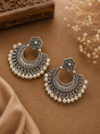 Moonlace Pearl Brass Chandbali Earrings