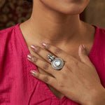 Celestial Moonstone & Trident Statement Ring