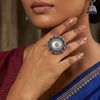 Royal Blue Brass Statement Ring