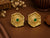 Emerald Charm Antique Gold Floral Stud Earrings