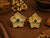 Emerald Blossom Antique Gold Petite Floral Stud Earrings