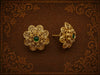 Antique Floral Ruby Stud Earrings – Vintage Gold Finish