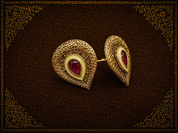 Aarini Ruby Teardrop Stud Earrings