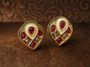 Ruby Kundan Heart-Shaped Antique Stud Earrings