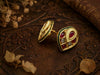 Ruby Kundan Heart-Shaped Antique Stud Earrings