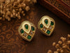Emerald Kundan Heart-Shaped Antique Stud Earrings