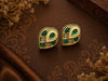 Emerald Kundan Heart-Shaped Antique Stud Earrings