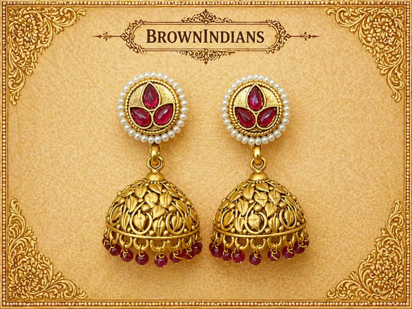 Ruhanika Ruby Jhumka Earrings