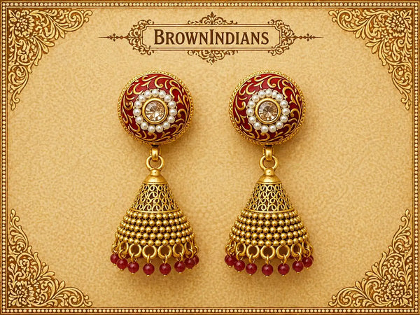 Meher Ruby Pearl Jhumka Earrings