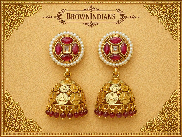 Zarmina Ruby Dome Jhumka Earrings