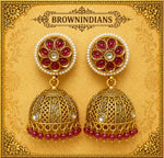 Gulrooh Ruby Pearl Jhumka Earrings